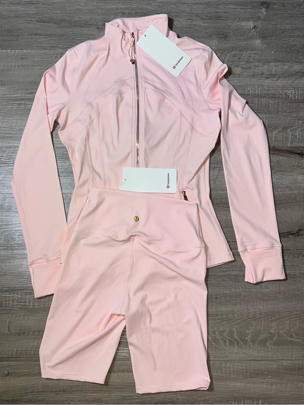 Define Women's Pink Zip-Up Jacket & Bike Shorts Set